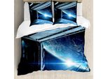 Abakuhaus Set Copripiumino Per Letti Matrimoniali, Stelle Viaggio Galattico, Antiacaro Adatto A Chi Soffre Di Allergie Con Federe, Verde Blu