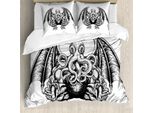 Abakuhaus Copripiumino Krake, Mostri Cosmici Malvagi, Antiacaro, Adatto A Chi Soffre Di Allergie, Con Federe, 200 Cm X 200 Cm - 80 X 80 Cm, Bianco E Nero