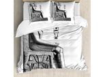 Abakuhaus Copripiumino Egiziano, Antique Hawk E Uccello, Antiacaro, Adatto A Chi Soffre Di Allergie, Con Federe, 155 Cm X 220 Cm - 80 X 80 Cm, Bianco E Nero