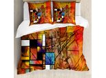 Abakuhaus Copripiumino Moderno, Motivo Geometrico, Antiacaro, Adatto A Chi Soffre Di Allergie, Con Federe, 155 Cm X 220 Cm - 80 X 80 Cm, Multicolore
