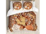 Abakuhaus Boho Copripiumino, Ragazza Hippie Con Fiori, Antiacaro Adatto A Chi Soffre Di Allergie Con Federe, 200 Cm X 200 Cm - 80 X 80 Cm, Marrone