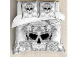 Abakuhaus Set Copripiumino Per Letto Matrimoniale, Motivo Paisley Orientale, Antiacaro, Adatto A Chi Soffre Di Allergie, Con Federe, Grigio Chiaro E Bianco