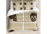 Abakuhaus Copripiumino Grunge, Teschi Di Halloween Spooky, Antiacaro, Adatto A Chi Soffre Di Allergie, Con Federe, 200 Cm X 200 Cm - 80 X 80 Cm, Tan Taupe Scuro