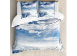 Abakuhaus Copripiumino Invernale, Idyllische Schneeberg, Antiacaro, Adatto A Chi Soffre Di Allergie, Con Federe, 200 Cm X 200 Cm - 80 X 80 Cm, Azzurro Pallido E Bianco