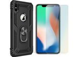 Nalia Anello Custodia Del Telefono Cellulare Per Iphone X / Xs, Custodia Cover Bumper Protezione Display Vetro Nero