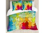 Abakuhaus Copripiumino Astratto, Puzzle Colorato, Antiacaro, Adatto A Chi Soffre Di Allergie, Con Federe, 155 Cm X 220 Cm - 80 X 80 Cm, Multicolore