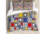 Abakuhaus Copripiumino Geometrico, Mosaico Colorato, Antiacaro, Adatto A Chi Soffre Di Allergie, Con Federe, 200 Cm X 200 Cm - 80 X 80 Cm, Multicolore