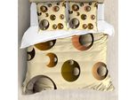 Abakuhaus Set Copripiumino Astratto Per Letti Matrimoniali, Bolle Funky Rotonde, Antiacaro, Adatto A Chi Soffre Di Allergie, Con Federe, Marrone Chiaro, Caramello, Crema, Grigio