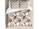 Abakuhaus Copripiumino Shabby Flora, Fiori Di Lillà E Rose, Antiacaro, Adatto A Chi Soffre Di Allergie, Con Federe, 155 Cm X 220 Cm - 80 X 80 Cm, Rosa Pallido Crema