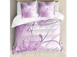 Abakuhaus Copripiumino Viola, Vector Fiori Farfalla, Antiacaro, Adatto A Chi Soffre Di Allergie, Con Federe, 155 Cm X 220 Cm - 80 X 80 Cm, Viola E Bianco