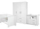 Set Di Mobili Roba "Maxi"", Incl. Lettino Combinato 70 X 140 Cm, Fasciatoio E Armadio A 3 Ante, Bianco"