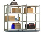 Monzana® Scaffale In Metallo 2Pz 160X90X40Cm 700Kg Scaffalatura Officina Magazzino 5 Ripiani Mdf