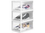 Set Di 3 Scatole Per Scarpe Yorbay, Per Scarpe Fino Al Numero 48, Organizer Impilabile Per Scarpe, Scatola In Plastica Con Sportello Trasparente, 37 X26 X 20 Cm, Bianco