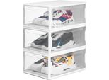 Set Di 3 Scatole Per Scarpe Yorbay, Per Scarpe Fino Al Numero 48, Organizer Per Scarpe Impilabile, Scatola In Plastica Con Sportello Trasparente, 37 X 26 X 16 Cm, Bianco