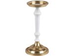 Casa Padrino Candeliere Liberty Ottone Antico / Bianco H. 30 Cm - Candeliere Rotondo In Alluminio - Accessori Barocco & Liberty Deco