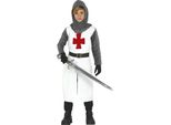Cavaliere Avventura Costume Medievale Per Eroi Carnevale Bambini Ruolo Gioco Divertimento Fantasia Nobile Combattente Coraggioso, Taglia: 128/134 Colore: Bianco