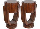 Casa Padrino Set Di Tavolini Art Deco Marrone 45 X 40 X H. 75 Cm - Tavolini In Mogano Con 2 Cassetti - Qualità Eccellente