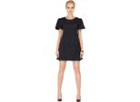 Elegante Abito Floreale In Rilievo Con Maniche A Sbuffo Mini Abito; Nero/S/36