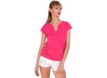Camicia Lunga Da Donna Tunica T-Shirt Estiva Con Scollo A V; Rosa/S/M 36/38