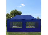 Toolport 3X6M Gazebo Pieghevole Con Laterali (Finestre Panoramiche), Premium Acciaio, Blu Scuro