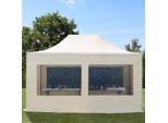 Toolport 3X4,5M Gazebo Pieghevole Con Laterali (Finestre Panoramiche), Premium Acciaio, Crema