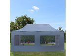 Toolport 3X6M Gazebo Pieghevole Con Laterali (Finestre Panoramiche), Premium Acciaio, Grigio Scuro
