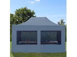 Toolport 3X4,5M Gazebo Pieghevole Con Laterali (Finestre Panoramiche), Premium Acciaio, Grigio Scuro