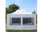 Toolport 3X4,5M Gazebo Pieghevole Con Laterali (Finestre Panoramiche), Premium Acciaio, Bianco