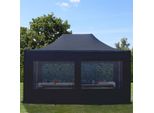 Toolport 3X4,5M Gazebo Pieghevole Con Laterali (Finestre Panoramiche), Premium Acciaio, Nero