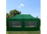 Toolport 3X6M Gazebo Pieghevole Con Laterali (Finestre Panoramiche), Premium Acciaio, Verde Scuro