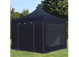 Toolport 3X3M Gazebo Pieghevole Con Laterali (Finestre Panoramiche), Premium Acciaio, Nero