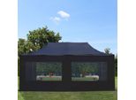 Toolport 3X6M Gazebo Pieghevole Con Laterali (Finestre Panoramiche), Premium Acciaio, Nero