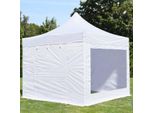 Toolport 3X3M Gazebo Pieghevole Con Laterali (Finestre Panoramiche), Premium Acciaio, Bianco