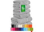 EtÉRea Set Di 6 Asciugamani [100% Cotone] - Grigio Pietra Di Carli - 2X Asciugamani Da Doccia 2X Asciugamano 2X Asciugamani Per Ospiti - Asciugamani Piccoli - Set Di Asciugamani Asciugamano Da Bagno - Set Di Asciugamani - Asciugamano Di Spugna 500 G/M²