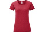 Maglietta Fruit Of The Loom Iconic Da Donna, Manica Corta PC3400 (L) (Rosso Screziato)