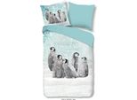 Set Di Biancheria Da Letto In Flanella Good Morning Pengu Colore Blu Dimensioni 135X200+80X80