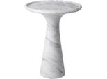 Tavolino Casa Padrino Bianco Ø 46,5 X H. 60 Cm - Tavolino Rotondo In Marmo Di Carrara Di Alta Qualità - Mobili