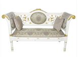 Casa Padrino Panca Barocca Grigio Panna / Oro Bianco 155 X 50 X H. 70 Cm - Panca In Stile Antico