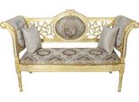 Casa Padrino Panca Barocca Grigio Crema / Oro 155 X 50 X H. 70 Cm - Panca In Stile Antico