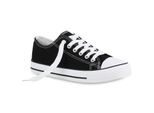 Mytrendshoe Donna Sneaker Basse Tela Tessuto Scarpe Sneakers Allacciate 820605, Colore: Nero, Taglia: 36