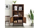 Libreria Costway A 2 Ante, Libreria In Legno, Libreria Vintage, Scaffale In Legno Marrone, Scaffale Portaoggetti 60X30X120Cm