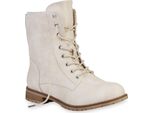 Mytrendshoe Donna Stivaletti Stringati Suola Profilata Stivaletti 812022, Colore: Beige, Taglia: 39