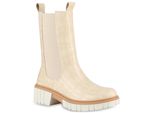 Van Hill Donna Stivali Piattaforma Stivali Tacco A Blocco Profilo Suola Scarpe 838051, Colore: Beige, Taglia: 41