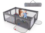 Box Per Bambini Costway, Recinto Da Gioco Per Bambini Con Rete Traspirante, Borsa Per Il Trasporto, Ventose E Grande Porta Con Cerniera, Grande Recinto Da Gioco Con Tasca Laterale E 50 Palline Da Gioco, 206×147×68,5 Cm