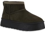 Van Hill Stivali Invernali Foderati Caldi Da Donna Scarpe Con Suola Profilata 840827, Colore: Verde Oliva Nero, Taglia: 36