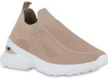 Van Hill Scarpe Sportive Slip On Da Donna In Tessuto Con Suola Profilata In Maglia 841254, Colore: Khaki, Misura: 37