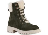 Van Hill Donna Foderato Stivaletti Allacciati Comode Scarpe Invernali In Pelliccia Ecologica 841345, Colore: Verde Oliva, Taglia: 36