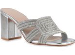 Van Hill Donna Mules Sandali Classici Strass Cut-Outs Scarpe 841549, Colore: Argento, Taglia: 37