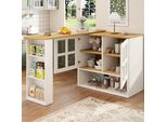 Tavolo Da Bar Multifunzionale Flieks Girevole A 360°, Tavolo Da Bar Con Credenza, Tavolo Da Cucina Allungabile, Bar Con Credenza, Credenza Con Anta In Vetro, Bianco