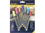 Securit Pennarello A Gesso Liquido Punta 1-2 Mm In Rosso, Blu, Giallo, Verde, Rosa, Arancio, Viola (7 Pezzi)